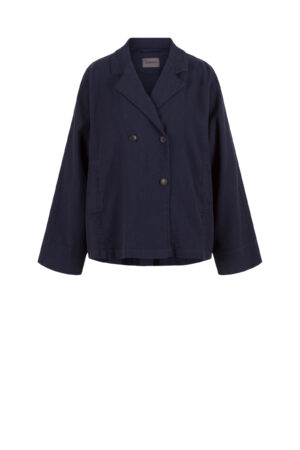 Jacke 514 wash Blue Fischgrat-Baumwollstretch
