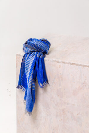 Schal 502 Blue Schurwolle-Leinen-Polyamid Mischung