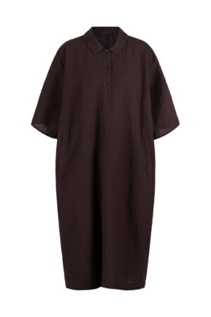 Kleid 624 Brown Baumwoll-Leinen Seersucker