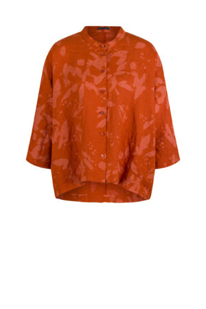 Bluse 625 Red Kreide-Druck auf reinem Hanf