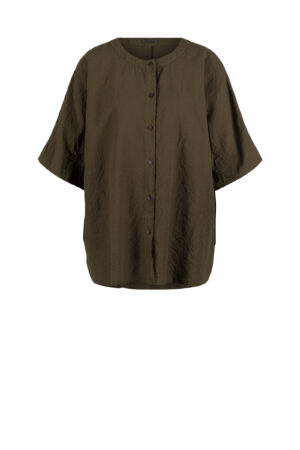 Bluse 628 Brown Baumwoll-Leinen Seersucker