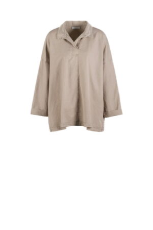 Bluse 635 Beige Mikro-Twill in Baumwoll-Lyocell Mischung