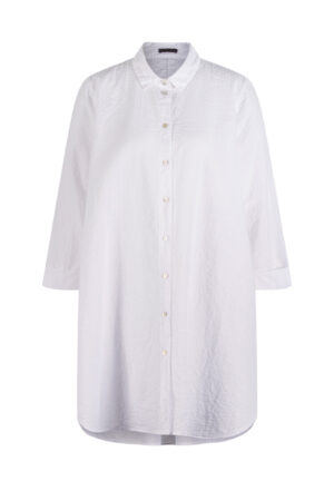 Bluse 637 White Baumwoll-Leinen Seersucker