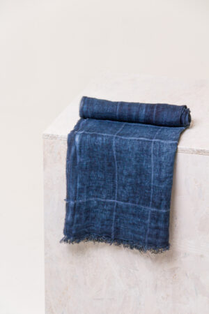 Scarf 606 Blue Linen cotton blend
