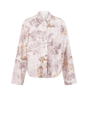 Bluse 505 Grey ""Botanical""-Print auf Baumwolle Viskose"