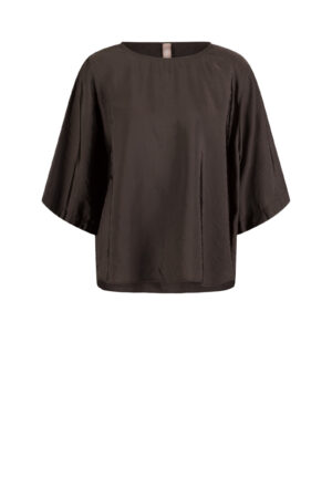 Blouse 612 wash Brown Viscose twill with a subtle shine