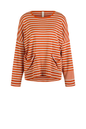 Pullover 602 Red Organic cotton with stripes